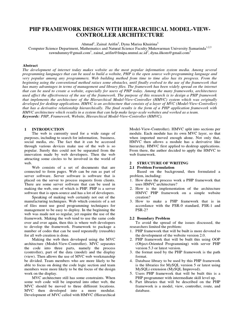 Designing PHP Framework with HMVC | PDF | Model–View–Controller ...