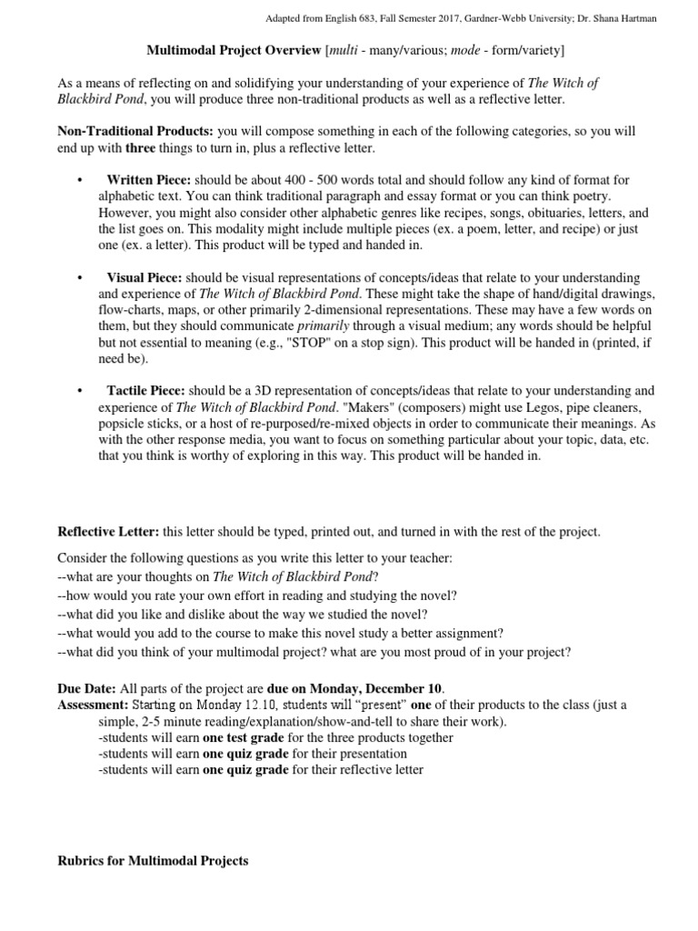Wobp Multimodal Project Assignment Sheet PDF Cognition