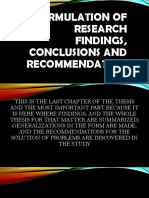Formulation of Research Findings, Conclusions and Recommendation