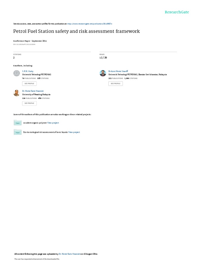 Petrol Fuel Station Safety and Risk Assessment Fra Hazards Risk