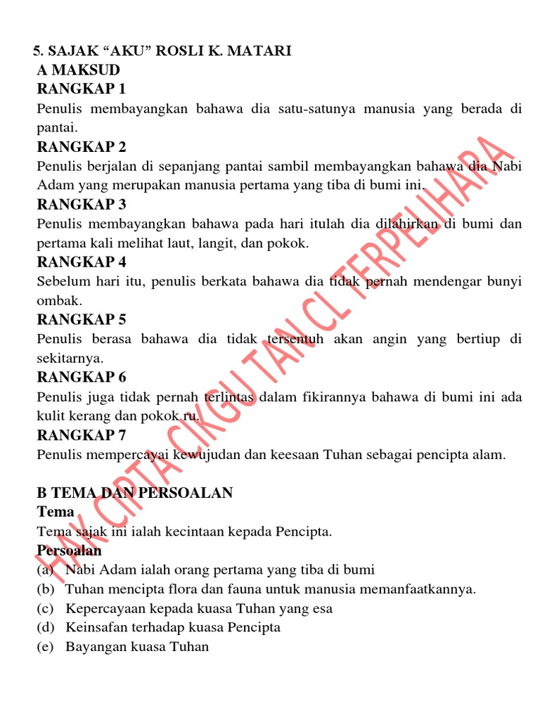 5 Sajak Aku Pdf Pdf