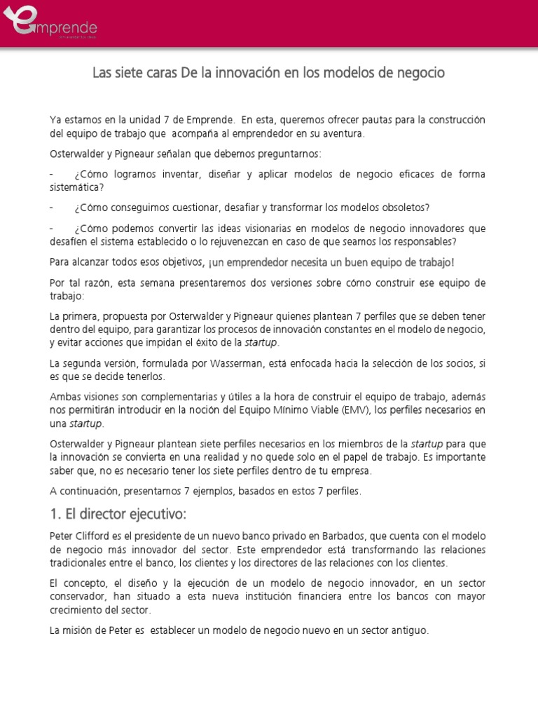 Siete Caras de la Innovación Empresarial | PDF | Modelo de negocio ...
