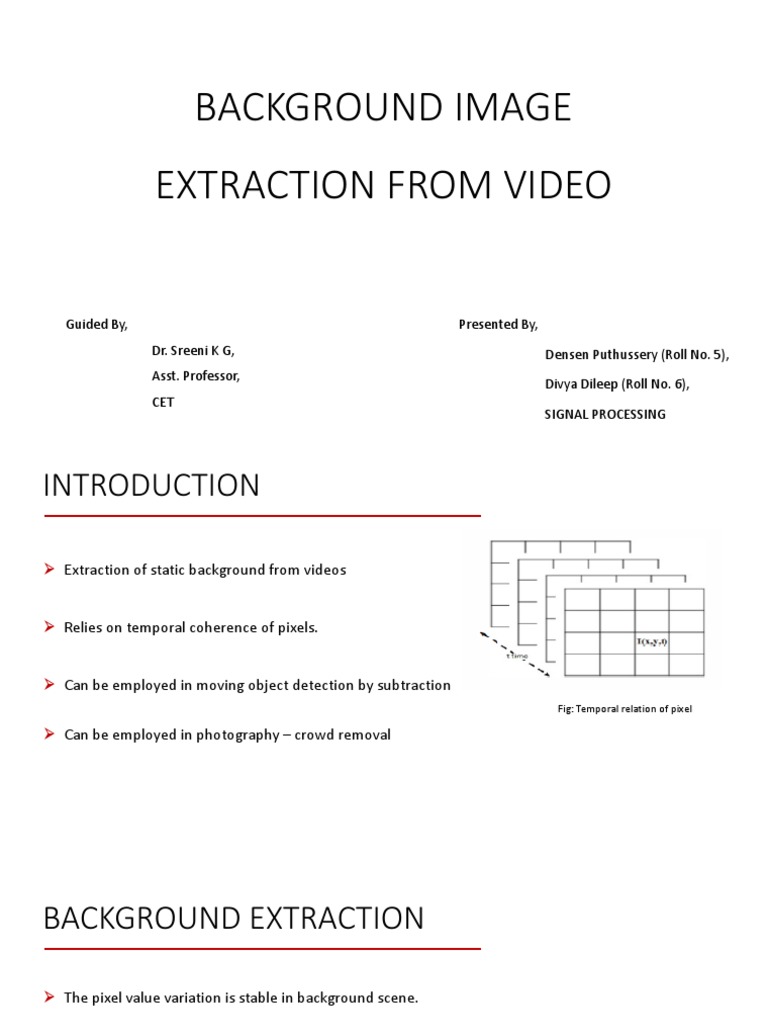 Video Background Image Extraction Techniques | PDF