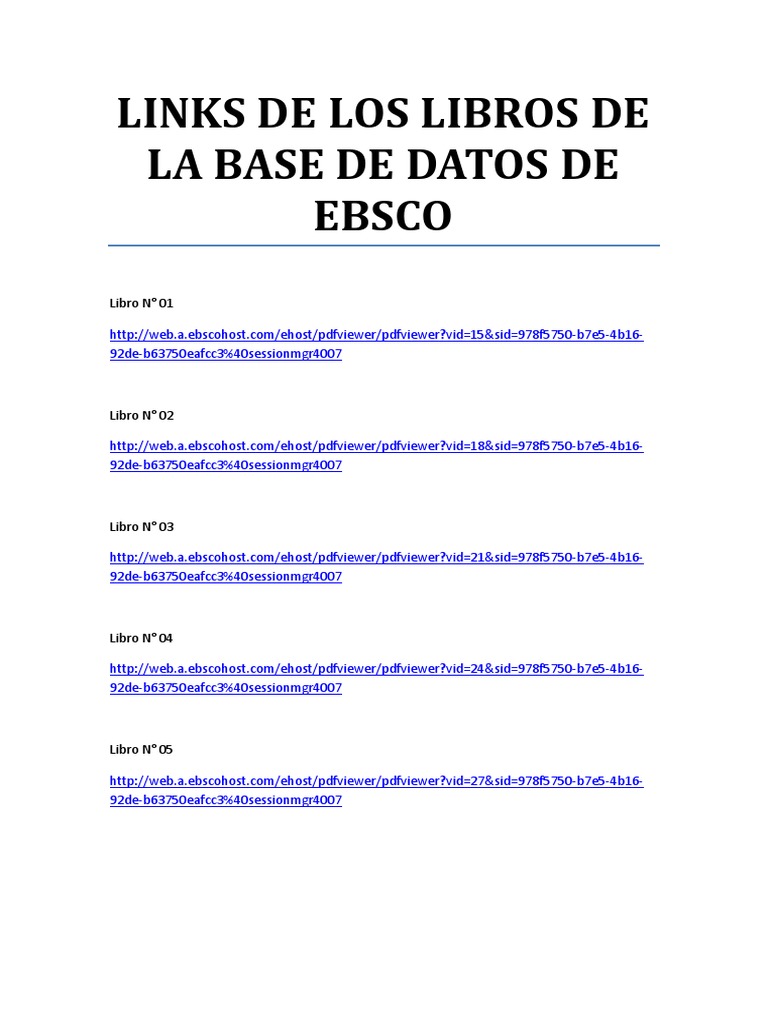 EBSCO Database Book Links | PDF