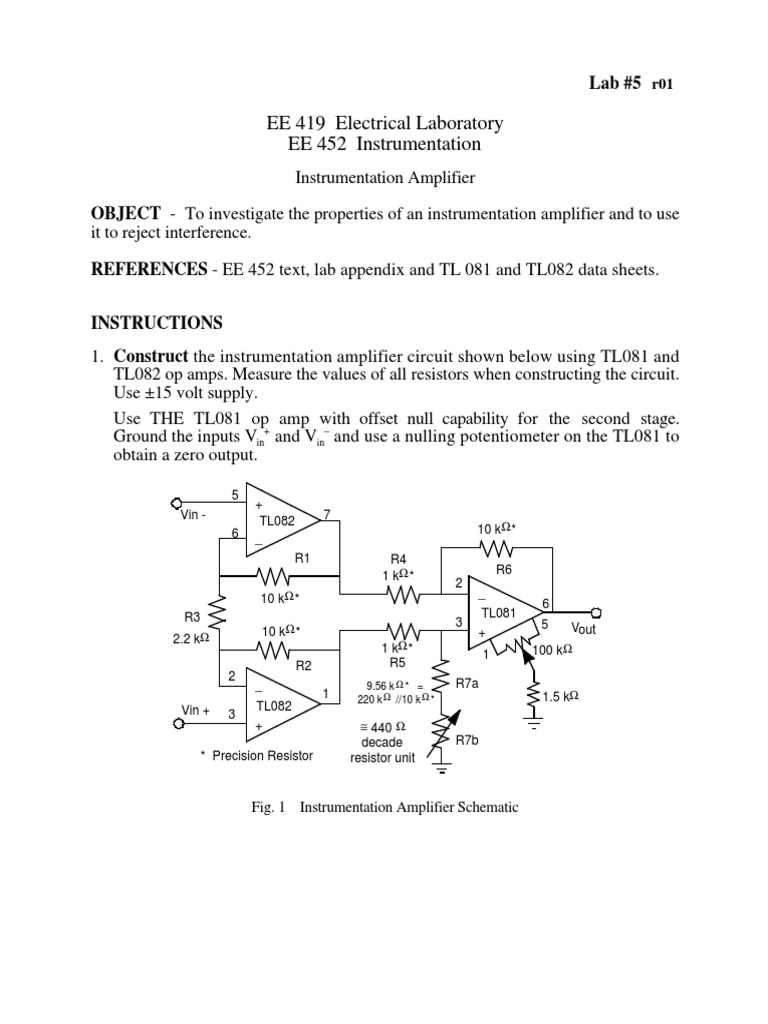 Analysis of an Instrumentation Amplifier Circuit and Examination of
