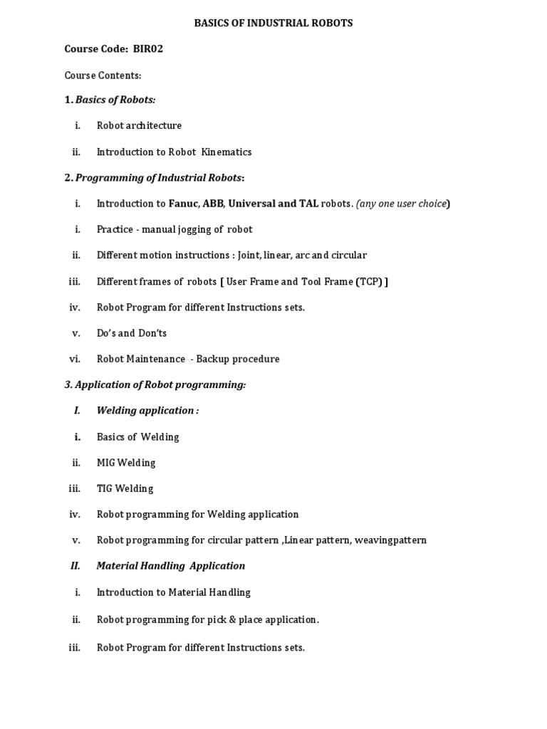 Industrial Robot Programming Basics | PDF | Technology & Engineering
