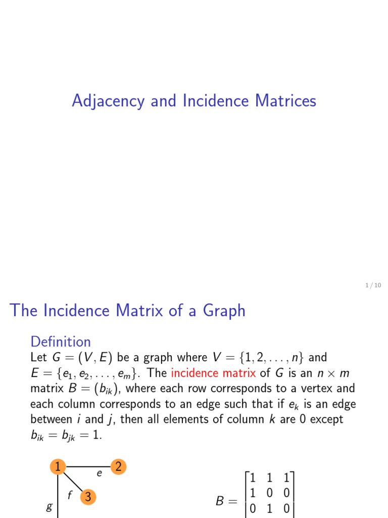 Lec 23 Adjacency and Incidence Matrices | PDF | Matrix (Mathematics ...