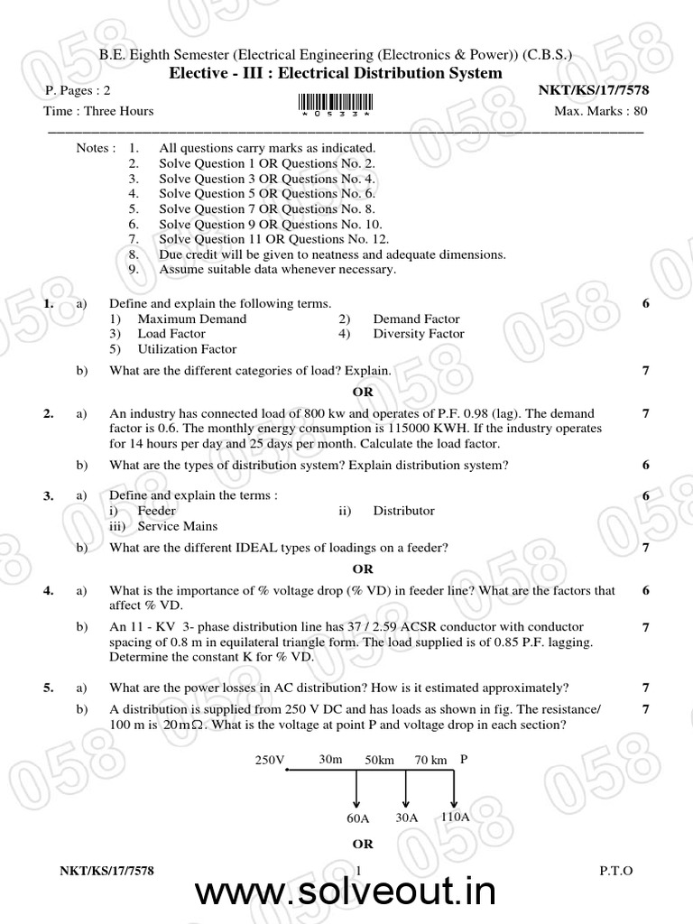 Electrical Distribution System Exam Guide | PDF | Capacitor ...
