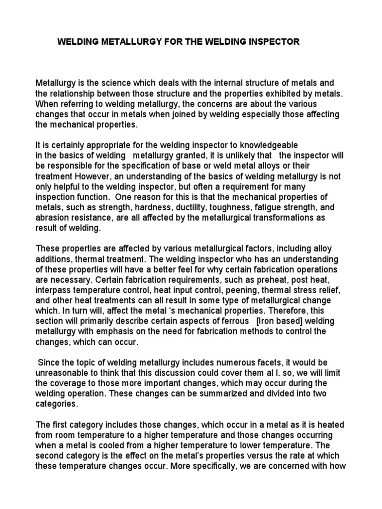 Welding Metallurgy For The Welding Inspector PDF Heat Treating