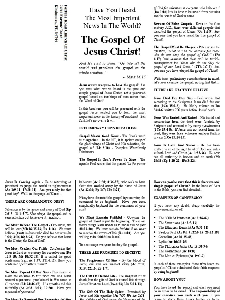 The Pure Gospel of Jesus Christ | PDF | The Gospel | Baptism
