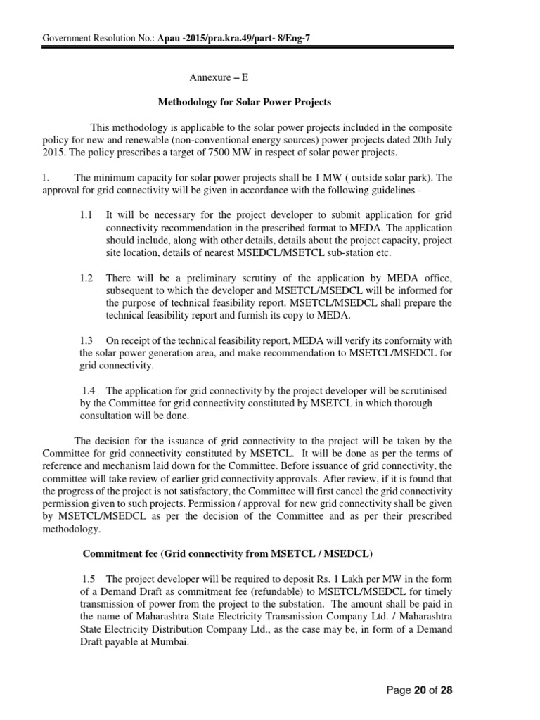Solar Project Grid Connectivity Guidelines | PDF | Solar Power ...