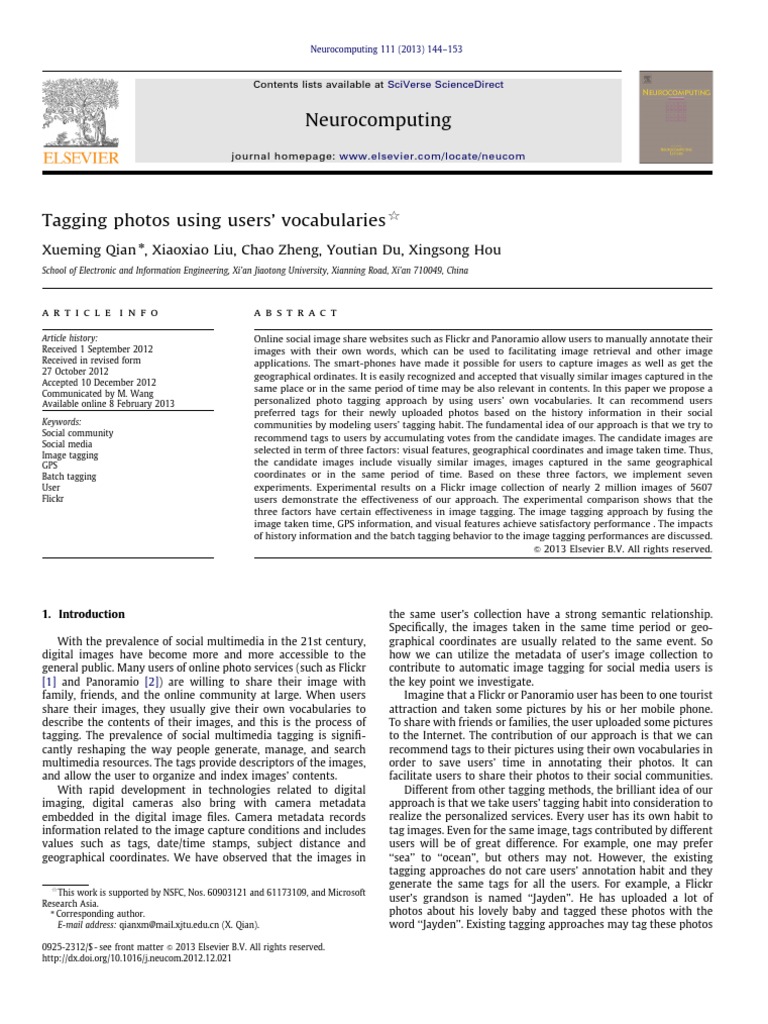 Personalized Image Tagging Approach | PDF | Tag (Metadata ...