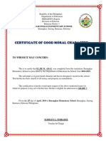 Certificate of Good Moral