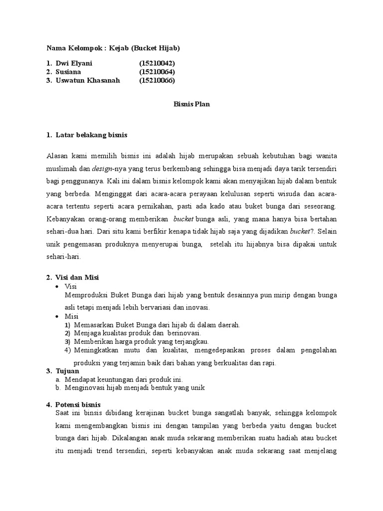 Plan Bucket Hijab Doc