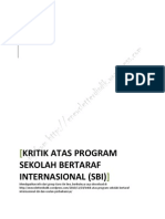 Kritik Atas Program Sekolah Bertaraf Internasional (Sbi)