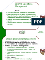 Introduction To Operations Management: - Objectives of Lecture