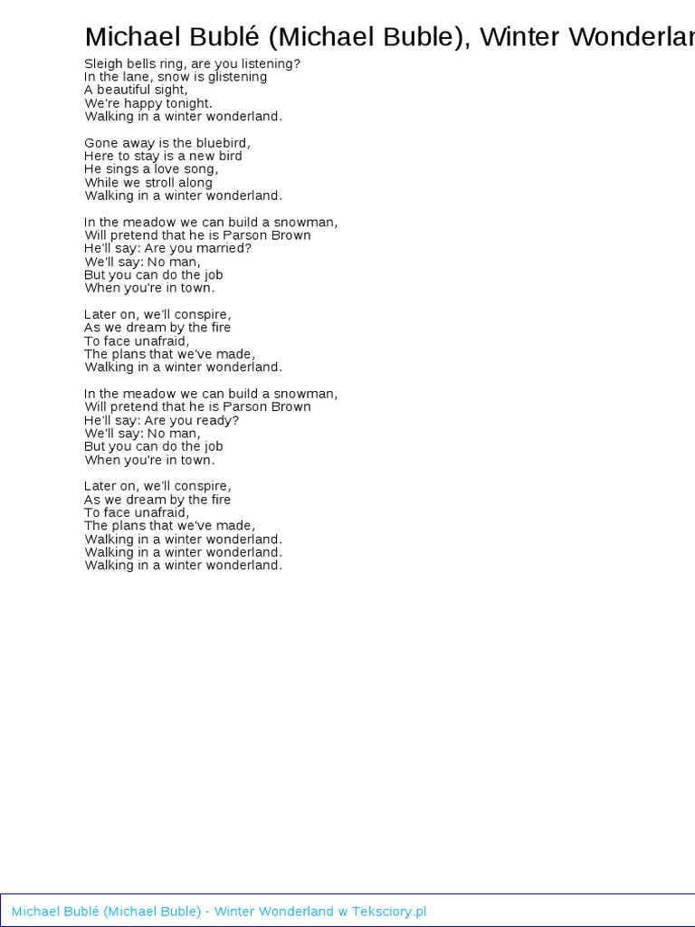 Michael Buble Michael Buble Winter Wonderland Pdf