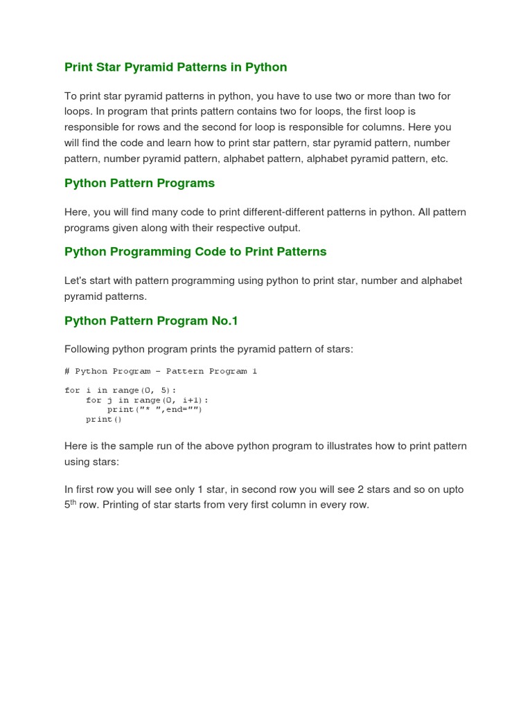 Print Star Pyramid Patterns in Python | PDF | Computer Programming ...