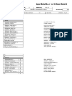 Input Data Sheet For E-Class Record: Region Division School Name School Id