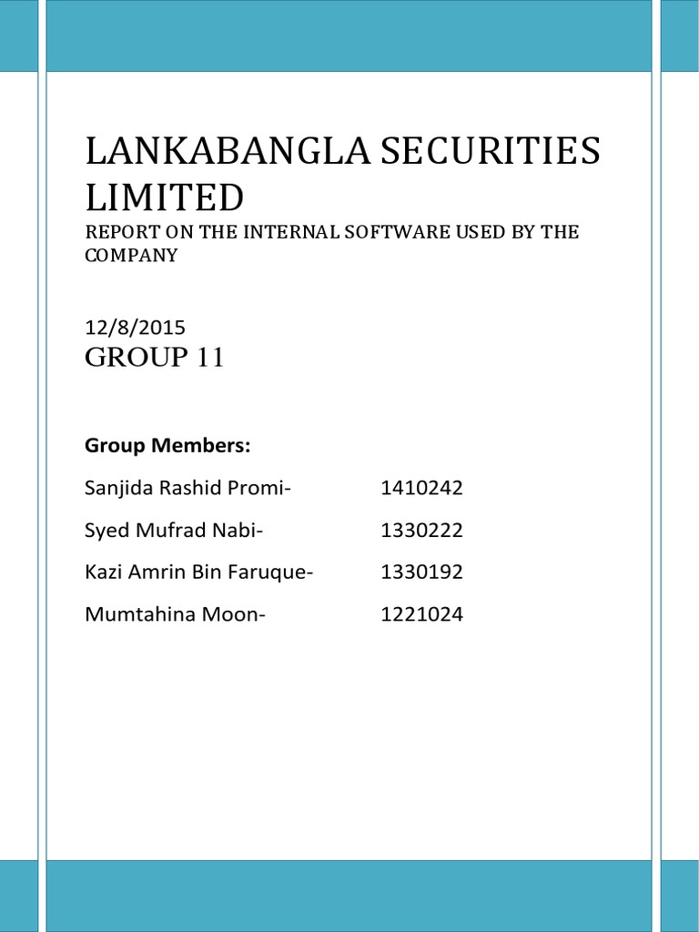Lankabangla Securities Limited Report On | PDF | Money Laundering |  Securities (Finance)