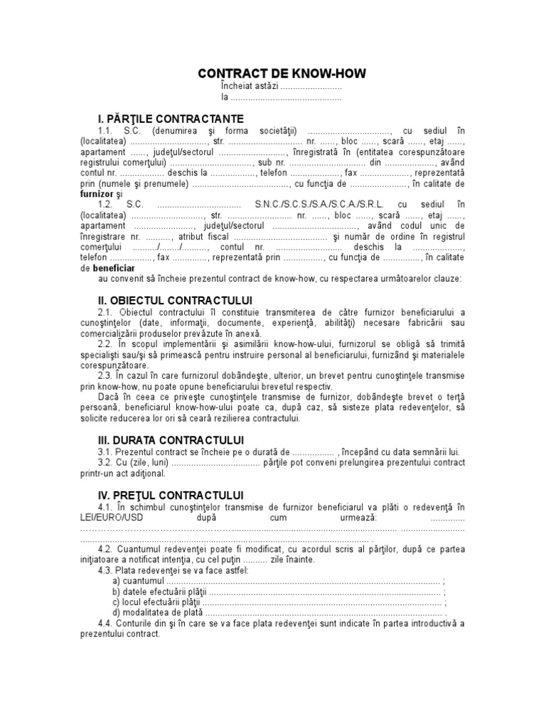 Contract de Know-How | PDF