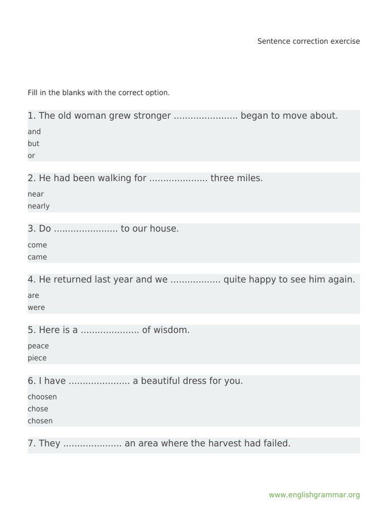 Sentence Correction Exercise - 3 | PDF | Art