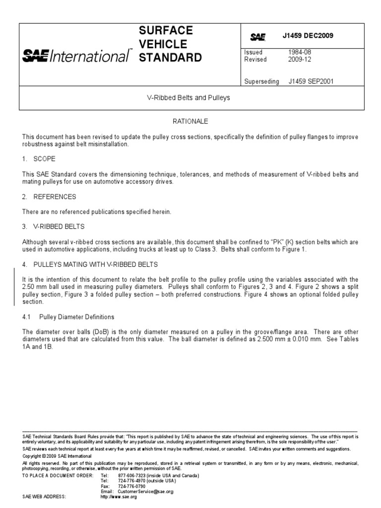 Saej1459v004 Pdf Belt Mechanical Engineering Tolerance
