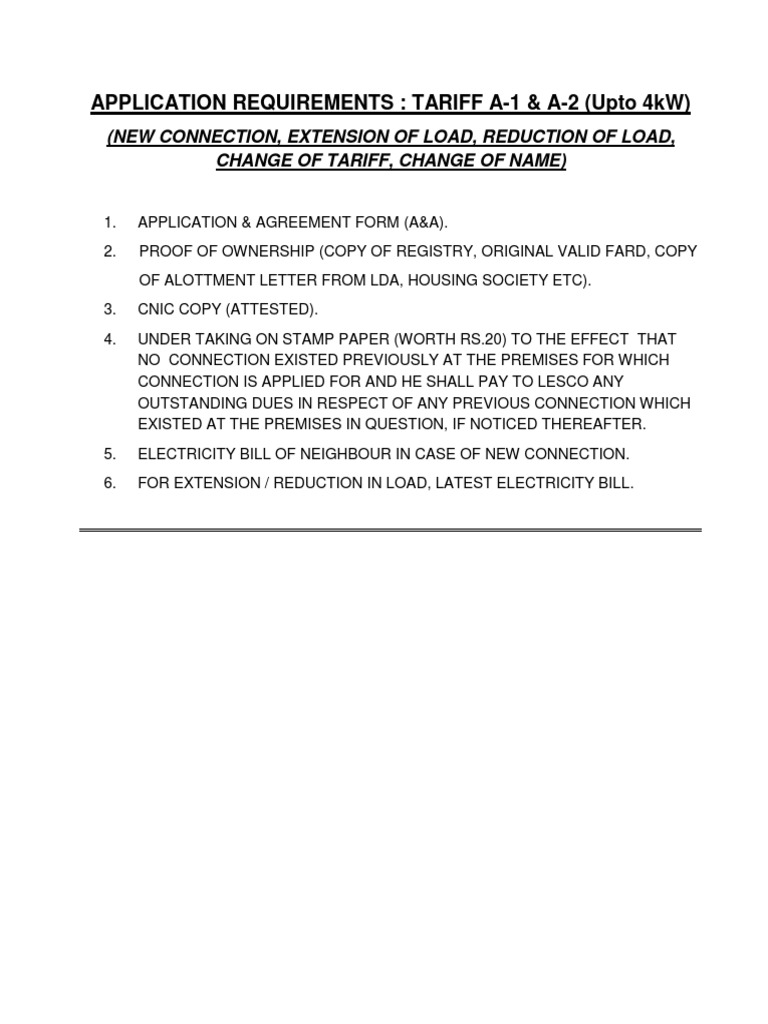New Electricity Connection Requirements | PDF | Business | Government ...