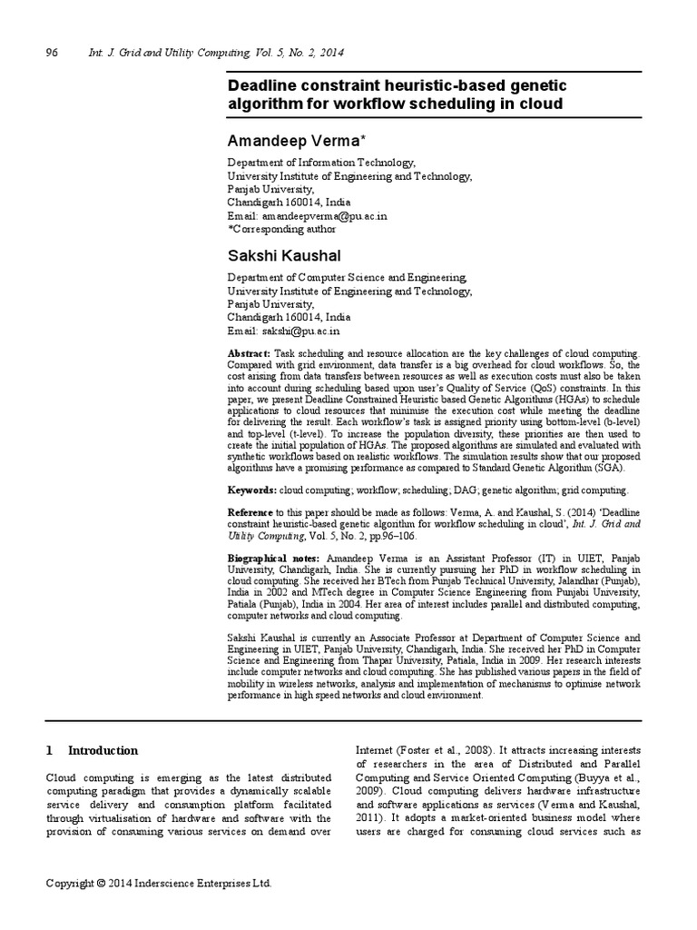 Ga Based Workflow Schedule | PDF | Scheduling (Computing) | Cloud Computing