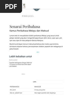 Senarai Peribahasa Kamus Peribahasa Melayu Dan Maksud Pdf