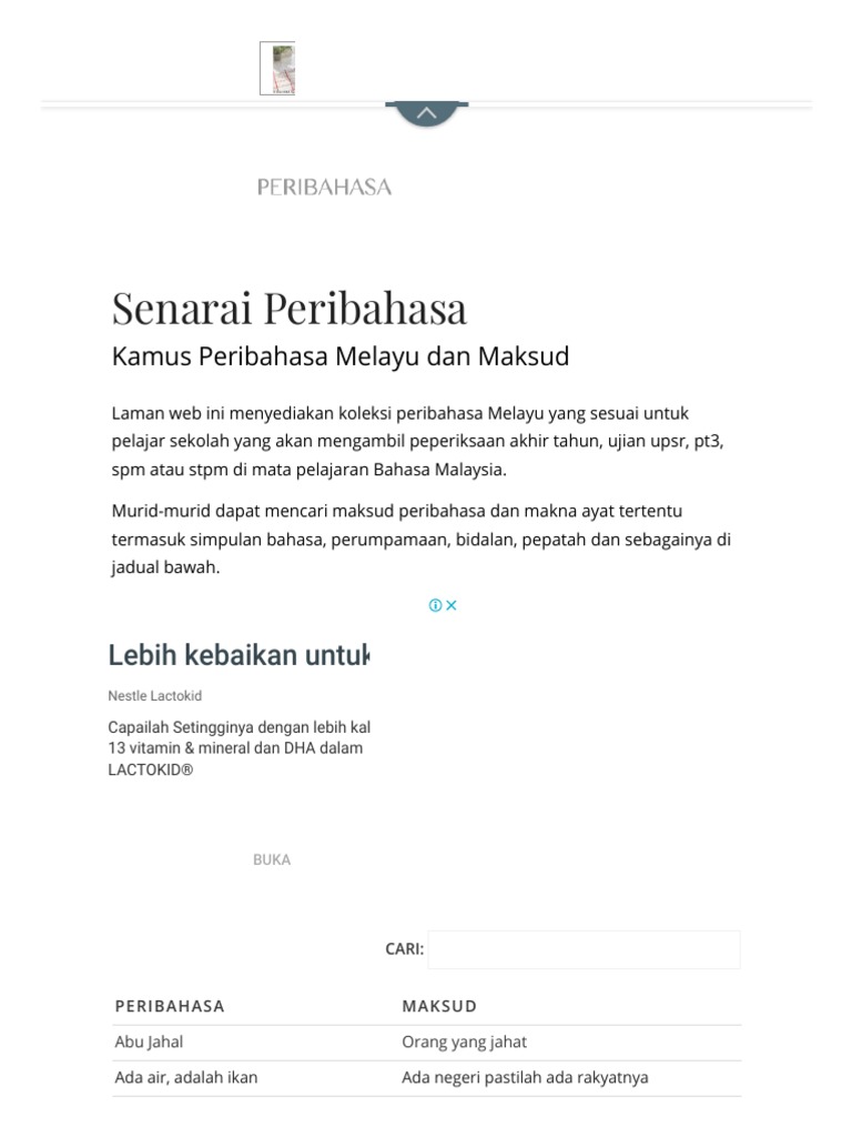 Senarai Peribahasa - Kamus Peribahasa Melayu Dan Maksud  PDF