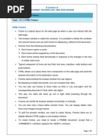 Chapter: 9.7 HTML Frames Topic: 9.7.1 HTML Frames: E-Content of Internet Technology and Web Design