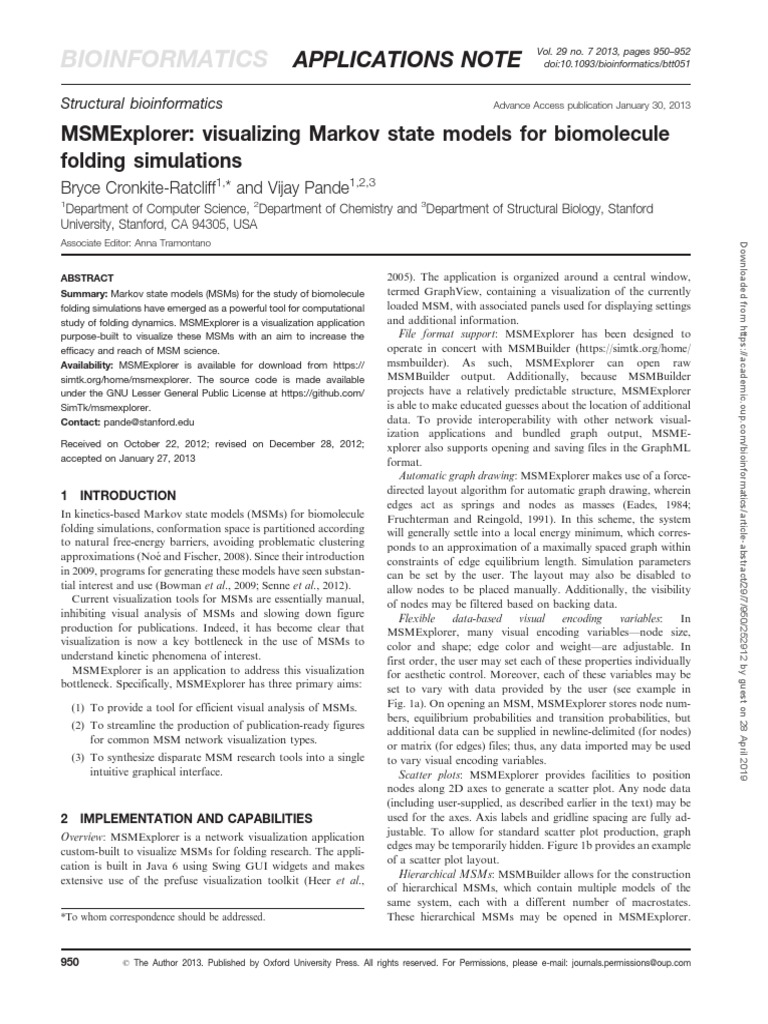 Visualizing Markov models for biomolecule folding PDF Computer
