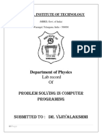 Lab Record of Problem Solving in Computer Programing