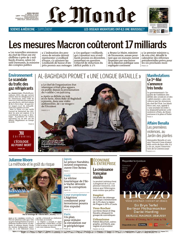 Journal LE MONDE Et Suppl Du Jeudi 2 Mai 2019 PDF | PDF | État islamique en  Irak et au Levant | Politique mondiale