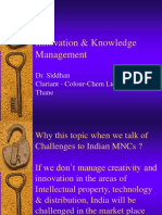 Innovation & Knowledge Management: Dr. Siddhan Clariant - Colour-Chem Ltd. Thane