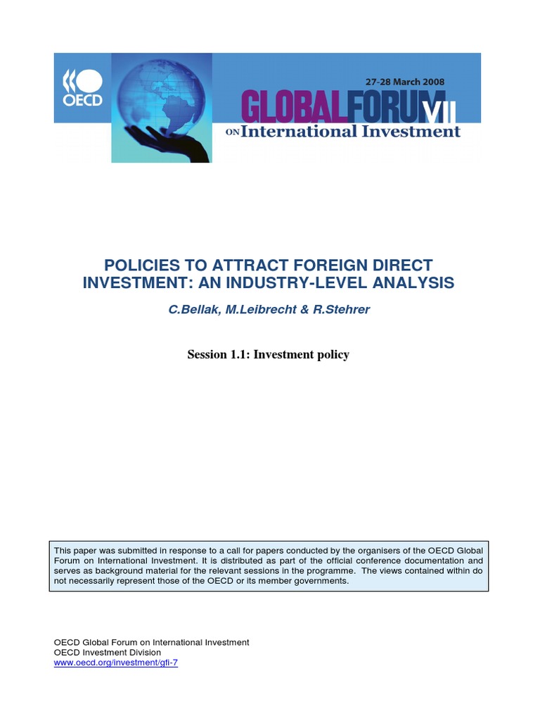Policies To Attract Foreign Direct Investment: An Industry-Level ...