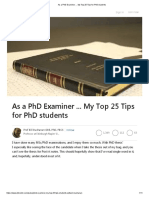 As a PhD Examiner ... My Top 25 Tips for PhD Students