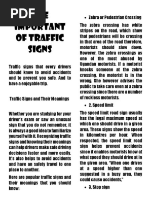 The Important of Traffic Signs