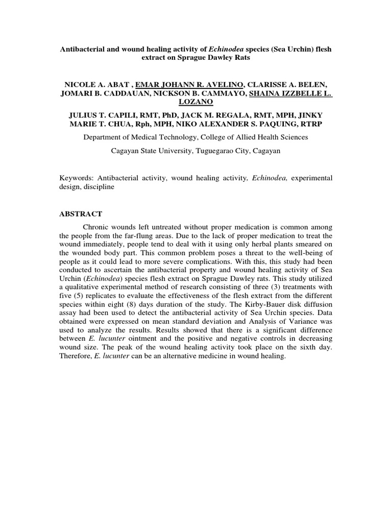 FINAL ABSTRACT. Sea Urchin | PDF | Science & Mathematics