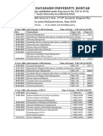 MDU Date Sheet for MBA Exams May 2019