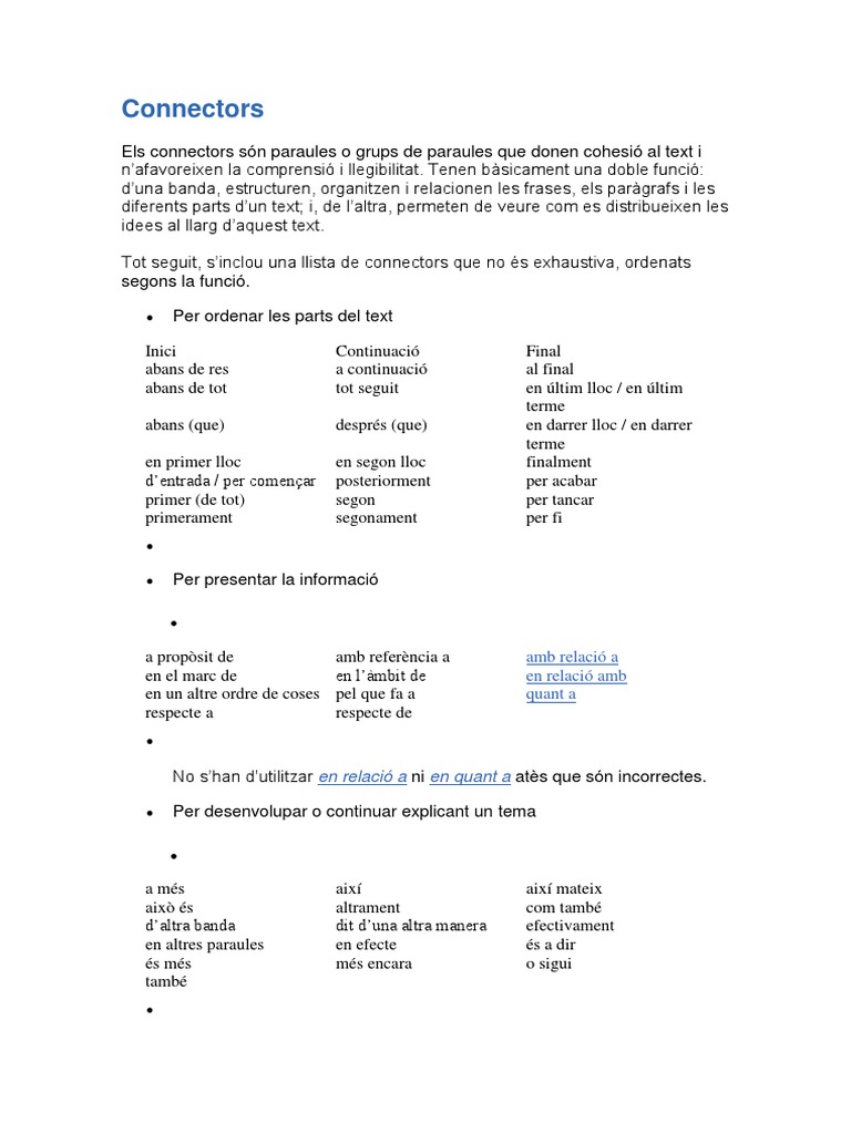 Connectors de valencià Nivell C2