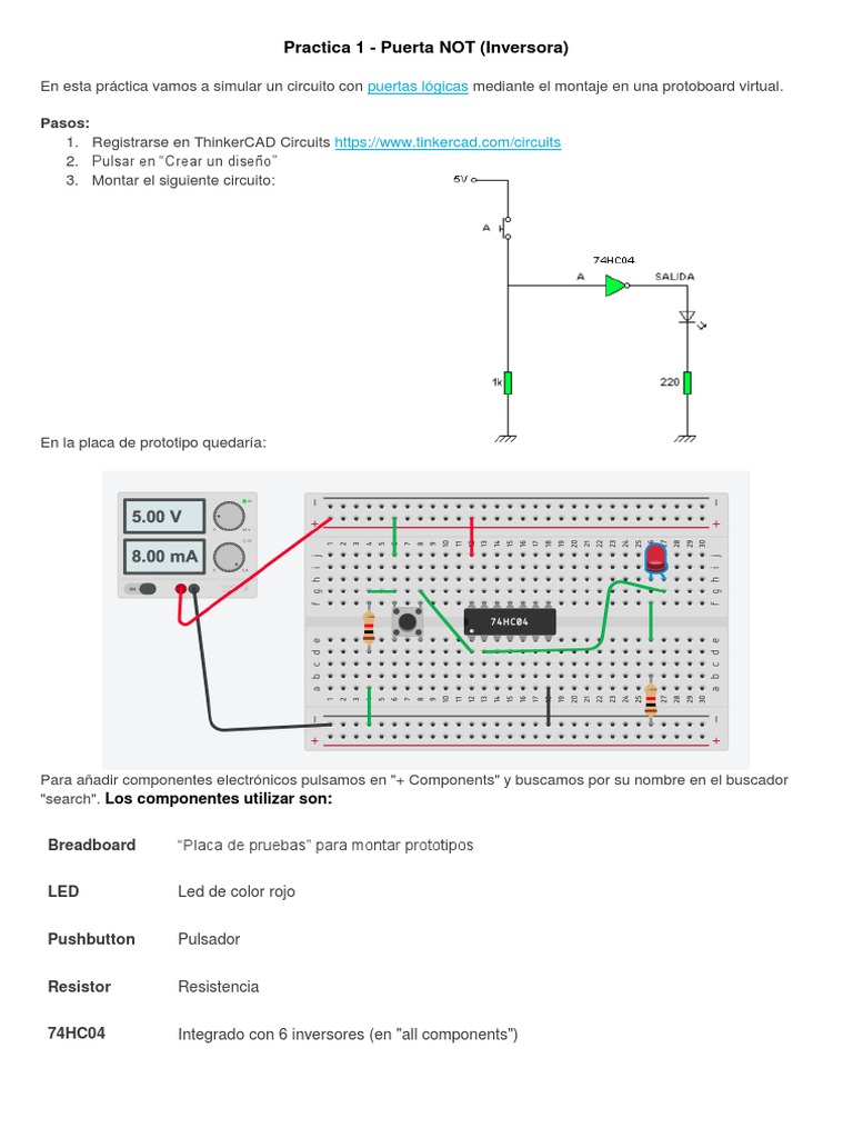 Practica 1 - Puerta NOT (Inversora) | PDF