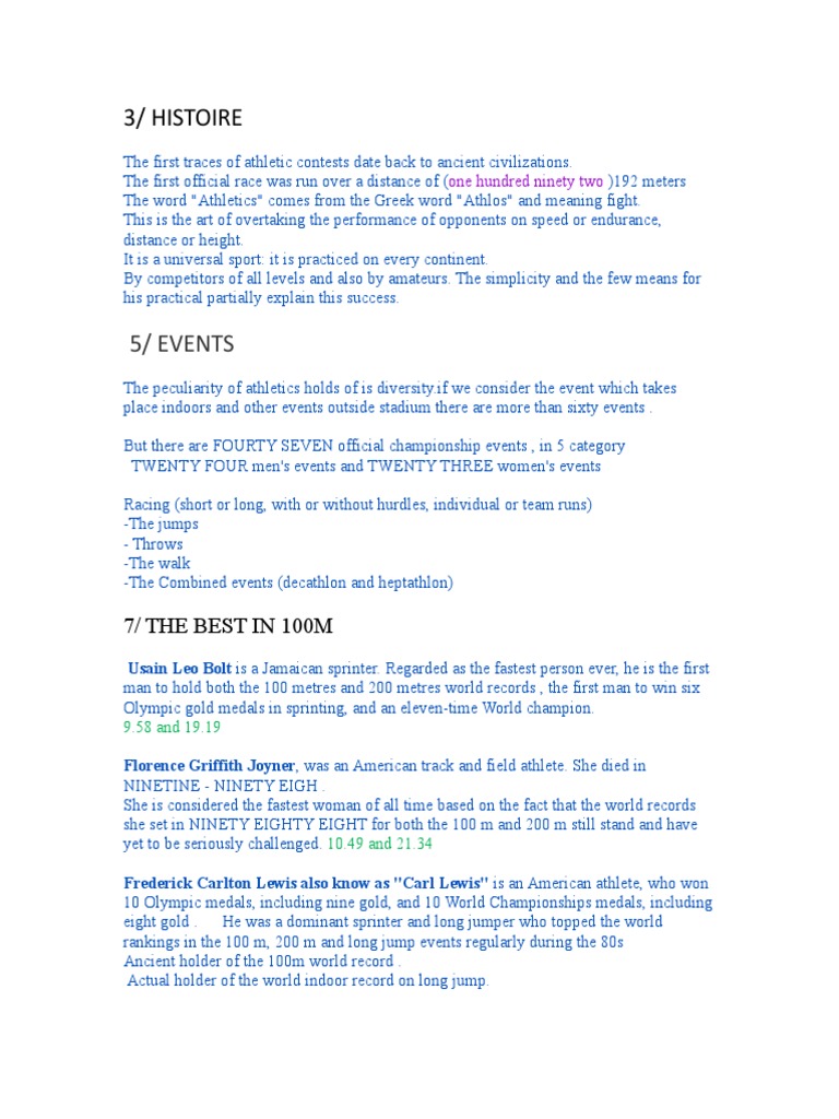 History and Events of Athletics | PDF | Track And Field | Sport Of ...
