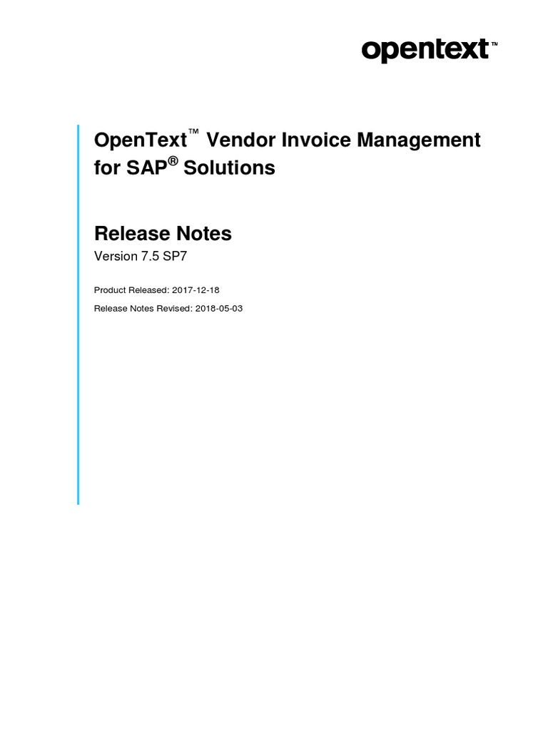 OpenText Vendor Invoice Management 75 SP7 Release Notes | PDF | Sap Se ...