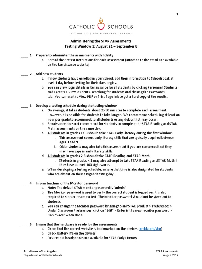 STAR Assessments Administration Guide | PDF | Password | Literacy