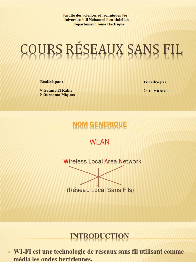 Cours Reseau Sans Fils 2 PDF Architecture de réseau Standards de