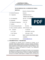 Silabo Del Curso de Derecho Civil Vi: Derecho de Familia I. Datos Informativos