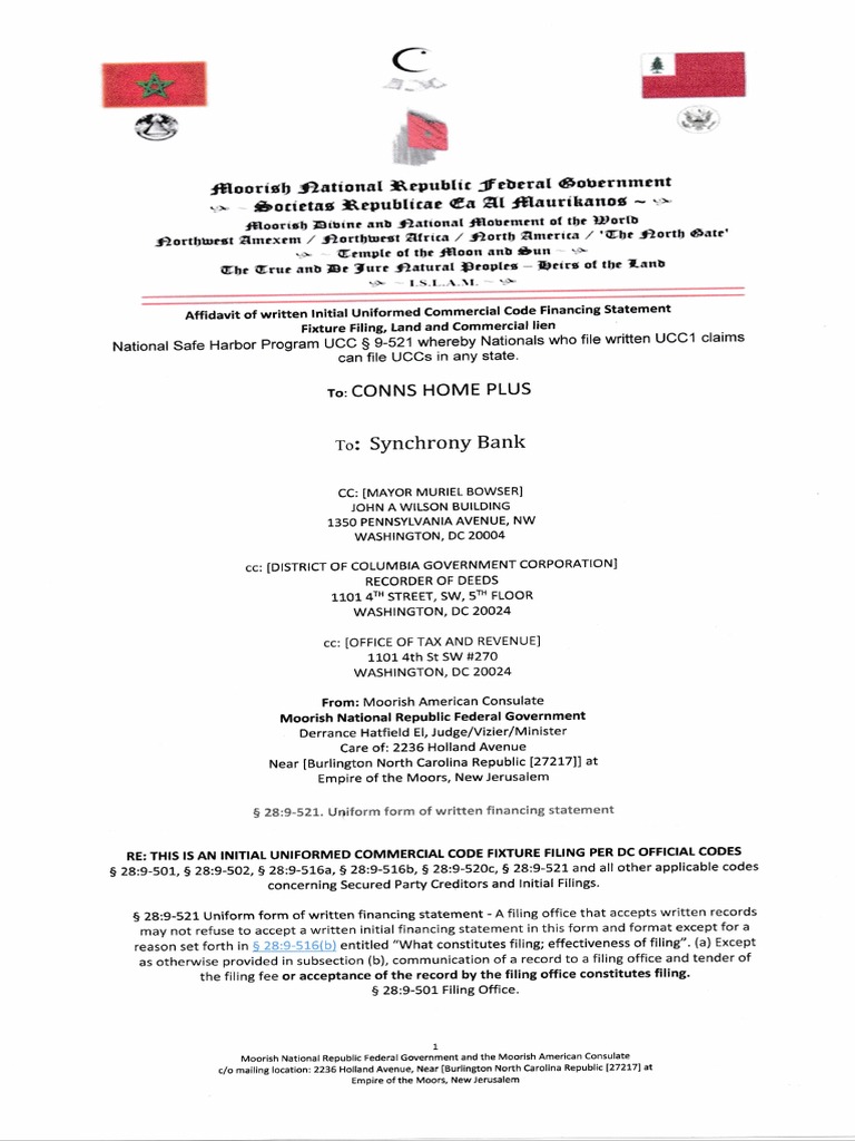 MacmR000000001 Affidavit of Ucc1 Conns Home Plus Synchrony Bank