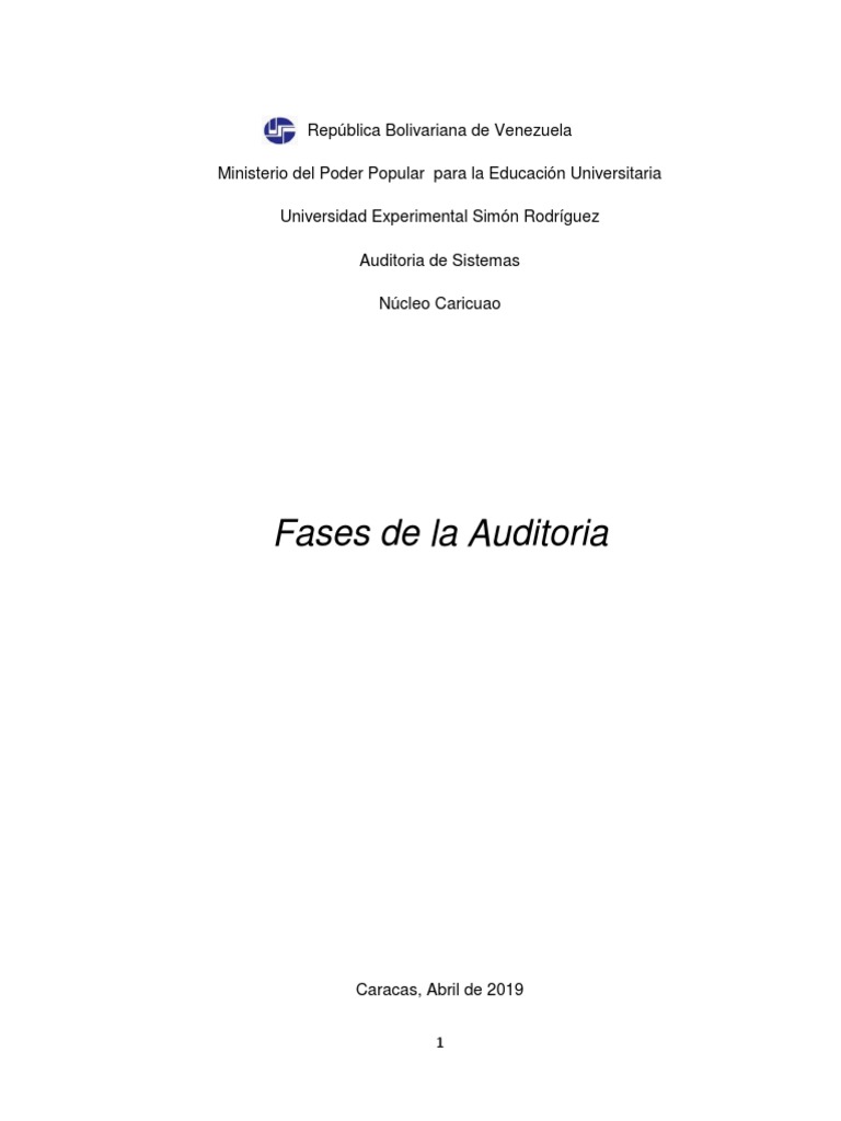 Fases de La Auditoria y Sistemas | PDF | Auditoría | Contralor